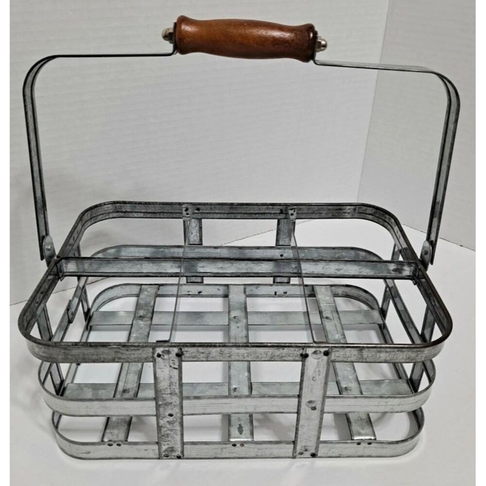 Galvanized Ball Jar Caddy Wood Handle
